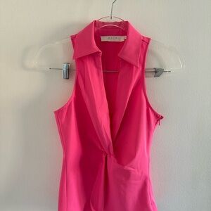 Astr Pink Sleeveless Tie Front Blouse